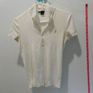 Ralph Lauren Polo White Collared Shirt w/Silver Accents, Women's S